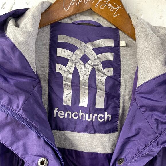 Fenchurch Rain Coat Jacket Purple Embroidered Birds Large - Picture 6 of 12